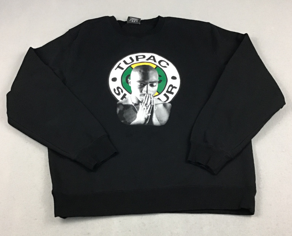 Cross Colours  Sweater Men Large Black Solid  Tupac Shakur Praying Sweatshirt L